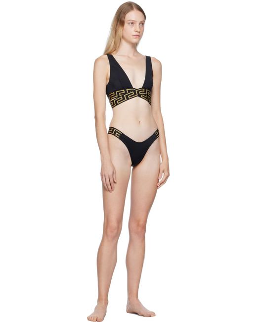 Versace Black Greca Bikini Top