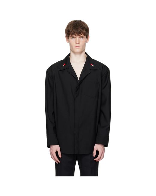 Bottega Veneta Black Matches Detail Light Wool Long Sleeve Shirt for men