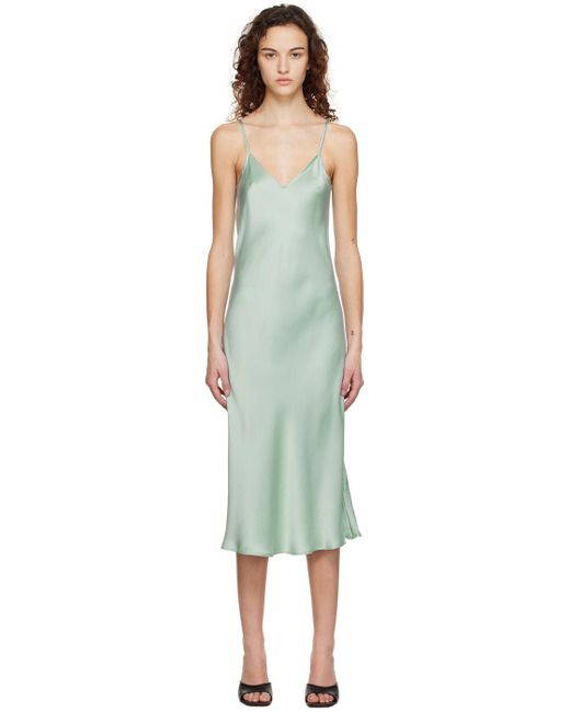 SILK LAUNDRY Blue 90s Slip Midi Dress in Black Lyst