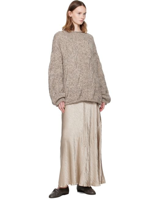 Lauren Manoogian Brown Handknit Cable Rollneck Sweater