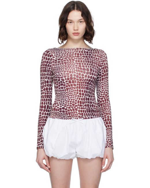 T-Shirt Amelia Blanc Et Bourgogne Miaou en coloris Red