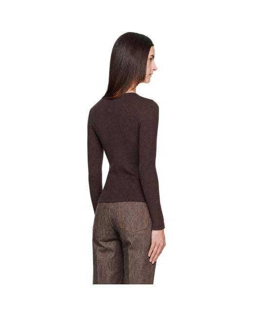 Maison Kitsuné Brown Baby Fox Ribbed Cardigan