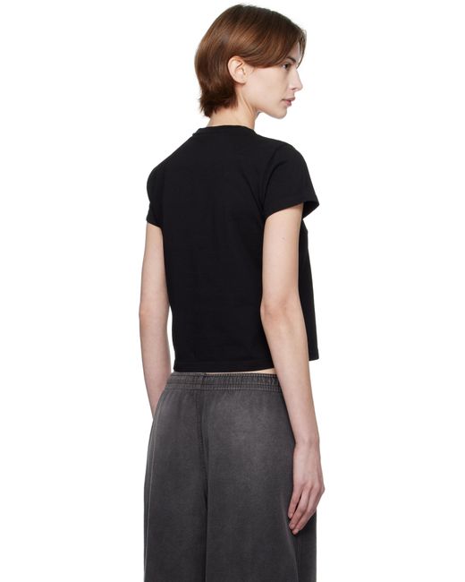 Alexander Wang ブラック ディストレスロゴ シュランケン Tシャツ Black