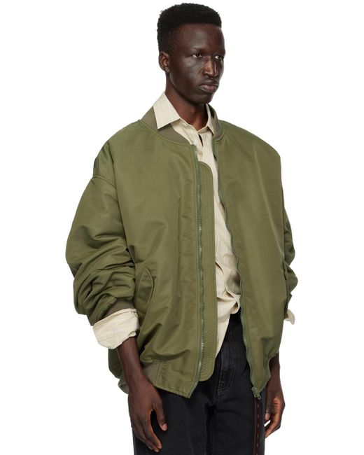 Hed Mayner Green Zip Bomber Jacket for men