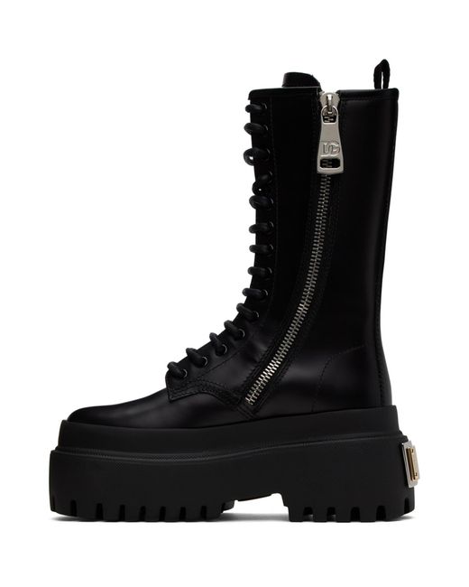 Dolce & Gabbana Black Leather Combat Boot