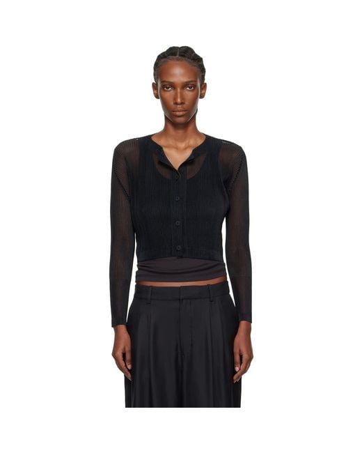 Pleats Please Issey Miyake Black Tatami April Cardigan