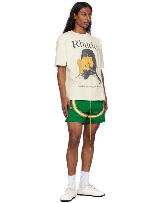 Rhude Green Crest Veille Track Shorts for men