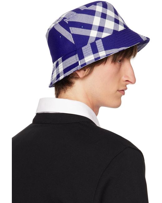 Burberry Blue Check Bucket Hat for men