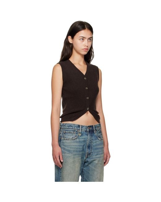R13 Black Ribbed Wrap Around Vest