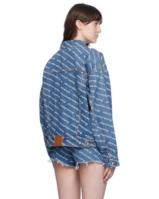 Blouson game bleu en denim à motif à logos Alexander Wang en coloris Blue