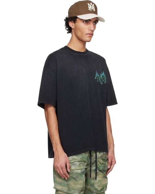 Amiri Black Flames Oversized T-Shirt for men