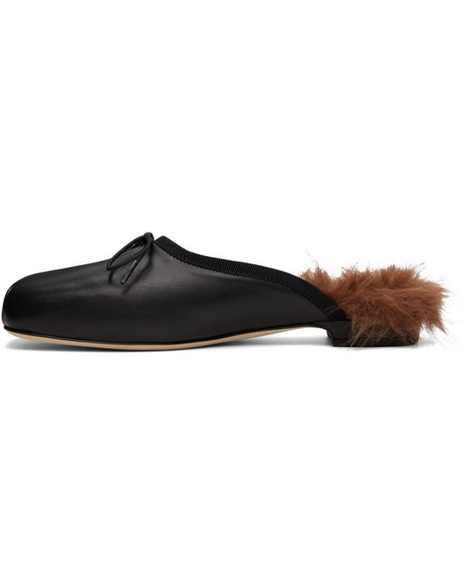 Simone Rocha Brown Faux-Fur Lined Mule Loafers