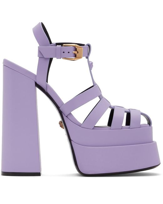 Versace Leather 'la Medusa' Platform Mary Jane Heels in Purple Lyst
