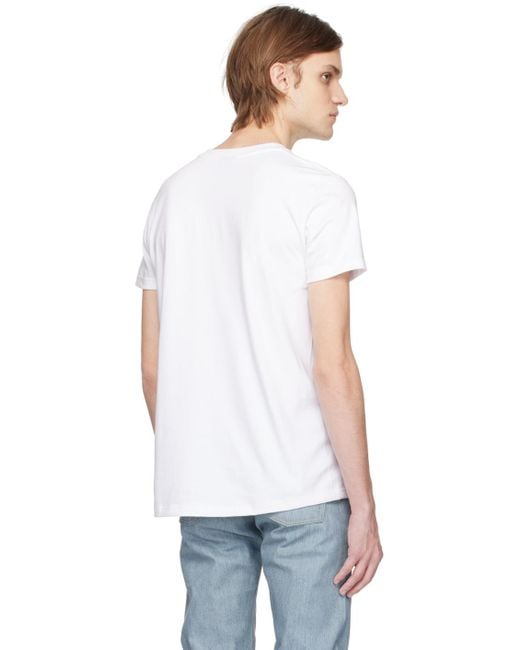 Naked & Famous White Nakedfamous Denim Circular T-shirt for men