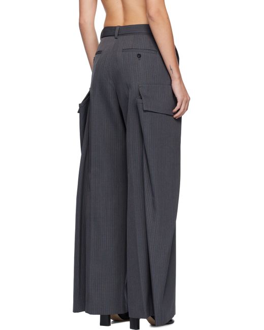 Sacai Stripe Doeskin Trousers in Black | Lyst