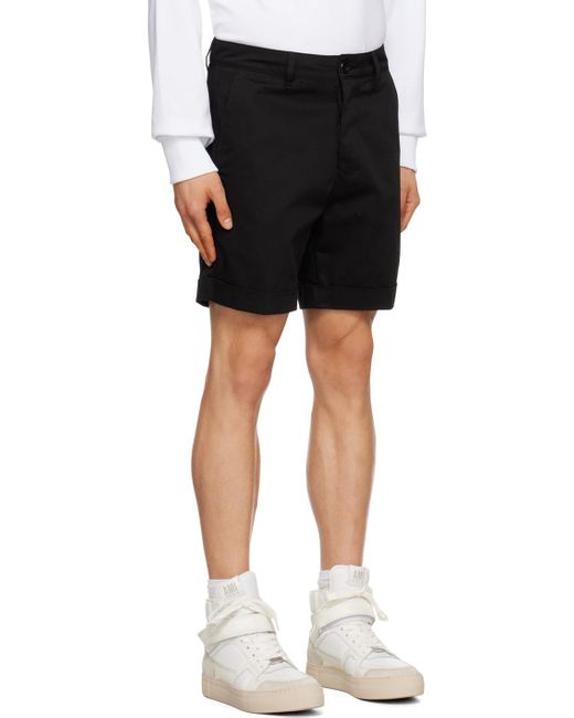 AMI Black Rolled Shorts for men