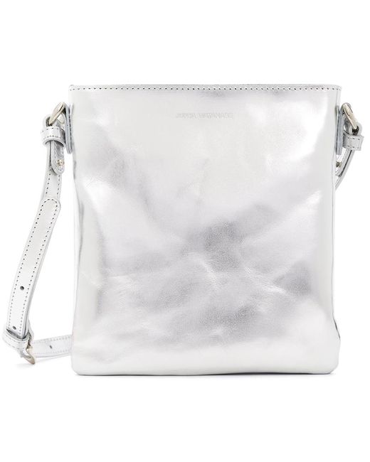 Junya Watanabe Metallic Silver Leather Shoulder Bag
