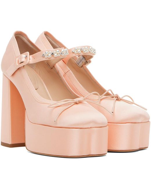 Chaussures à talon bottier roses à perles et à bout graphique Simone Rocha en coloris Pink