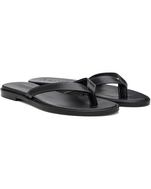 Aeyde Black Melody Leather Thong Sandals