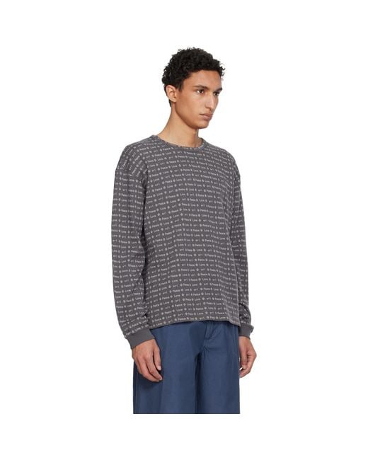 ERL Gray Jacquard Long Sleeve Knit T-Shirt for men