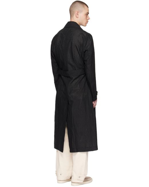 Emporio Armani Black Perforated Coat for men