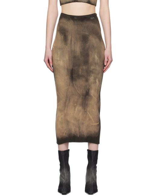 DIESEL Black Brown M-delma Midi Skirt