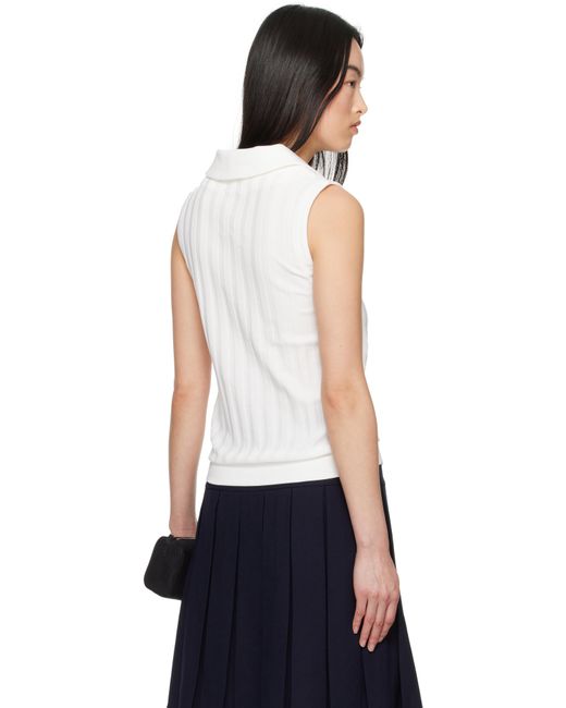 ShuShu/Tong White Striped Knit Sleeveless Top