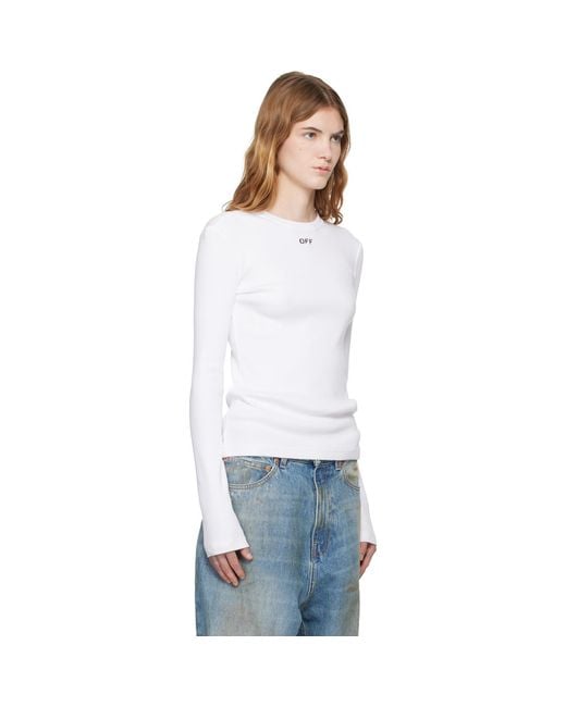 Off-White c/o Virgil Abloh White 'Off' Stamp Rib Long Sleeve Crew T-Shirt