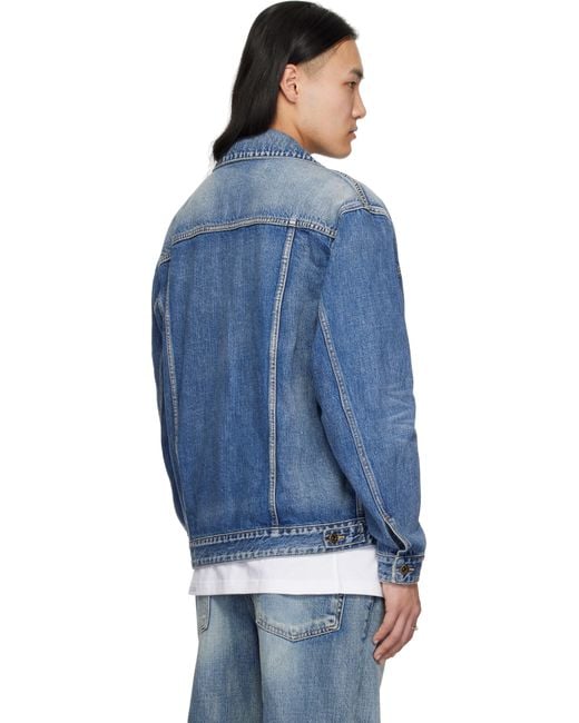 we11done Blue Washed Denim Jacket for men
