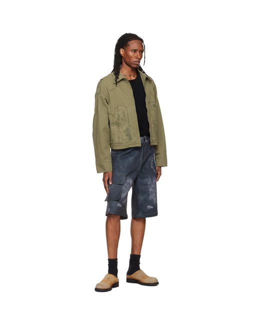 we11done Blue Trompe L'Oeil Cargo Shorts for men