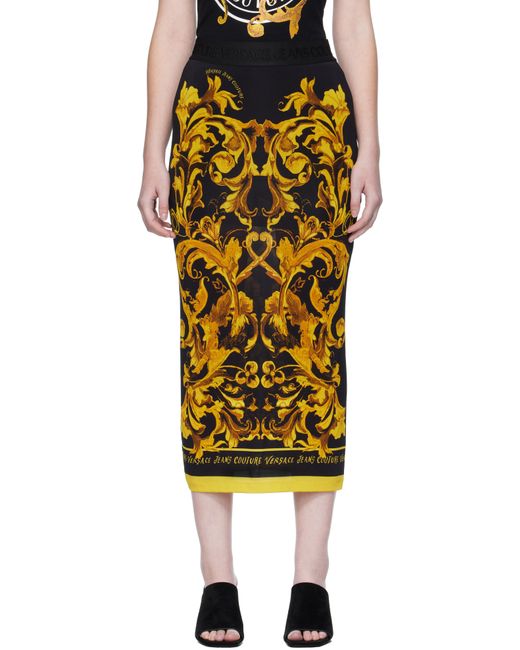 Versace Jeans Couture Yellow Porcelain Barocco Midi Skirt