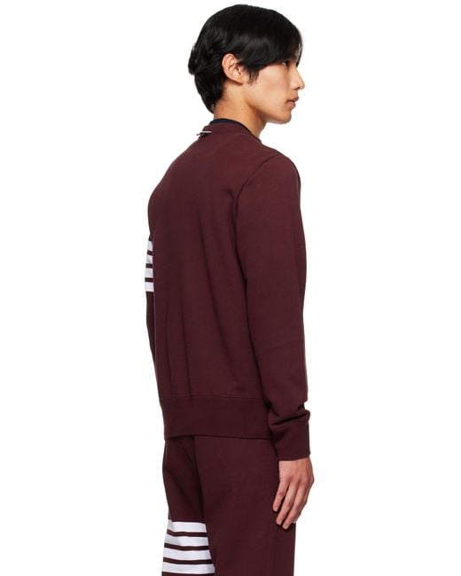 Thom Browne Red Burgundy Classic Loopback 4-Bar Sweatshirt for men