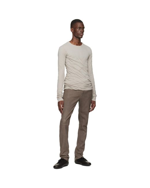 Rick Owens Natural Temple Tyrone Leather Pants for men