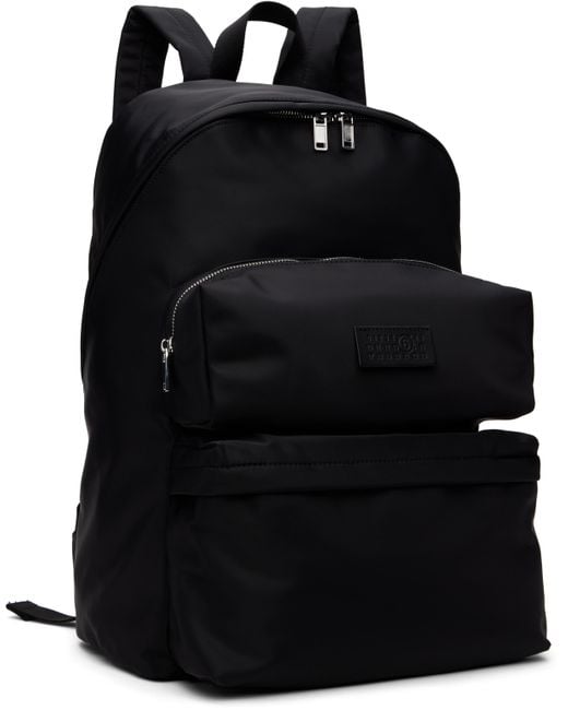 【MM6 MAISON MARGIELA】ナイロン スリーポケット バックパック MM6 Maison Margielaのブラック ナイロン スリーポケット バック
