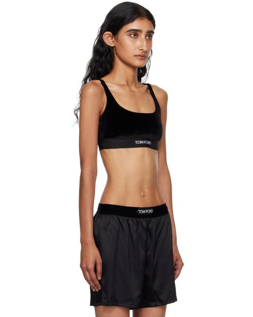 Tom Ford Black Stretch Lustrous Velour Signature Bralette