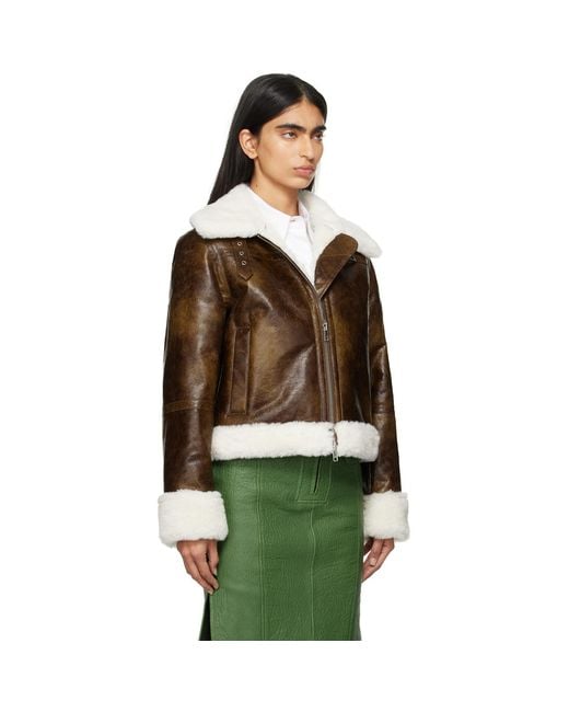 Stand Studio Green Off- Lorelle Faux-Shearling Jacket