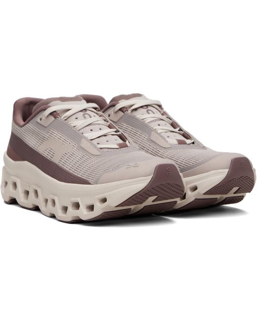 On Shoes Black Taupe & Burgundy Cloudmster Void Sneakers for men