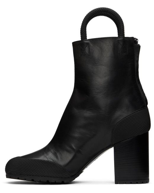 Random Identities Black Leather Worker Boots for men