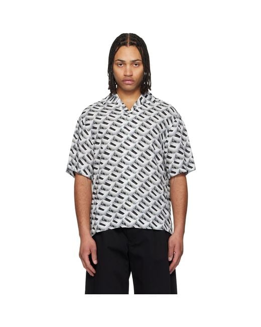 HUGO Black Oversized-Fit Statement Print Shirt for men