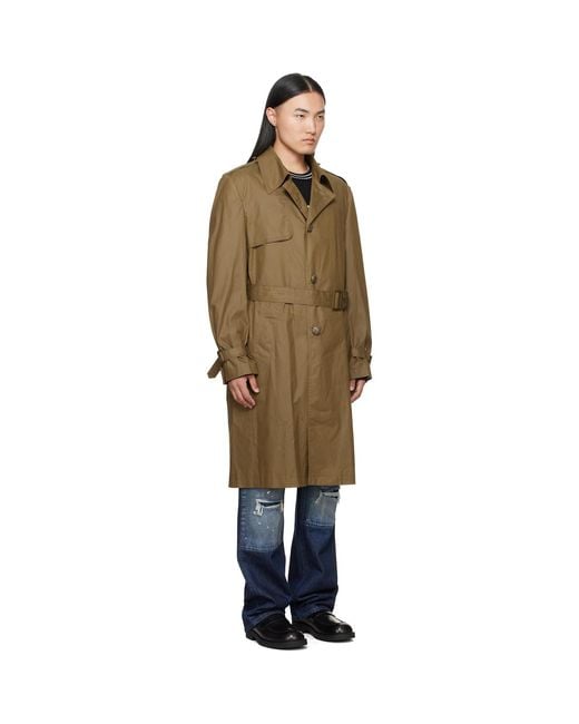 MM6 by Maison Margiela Natural Coated Cotton Trench Coat for men