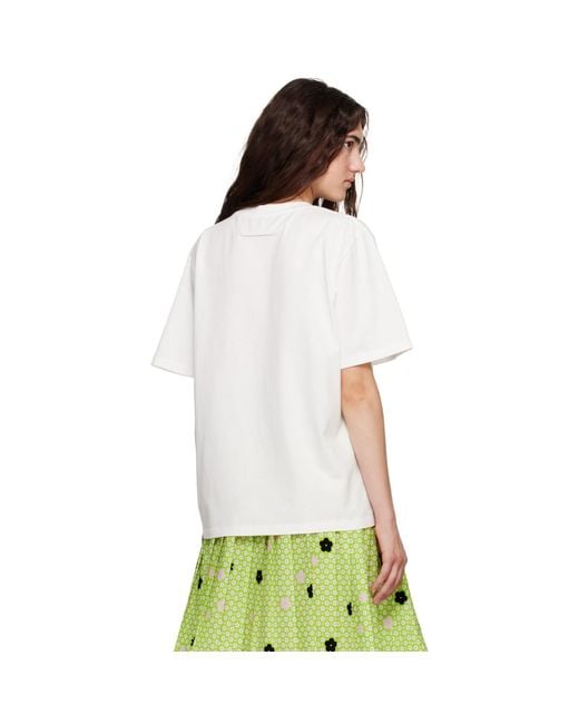 MM6 by Maison Margiela White Off- Printed T-Shirt