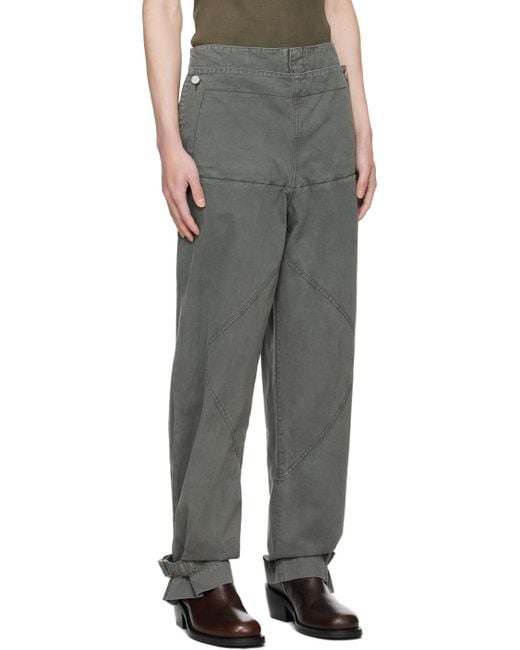 Dion Lee Black Gray Shell Trousers for men