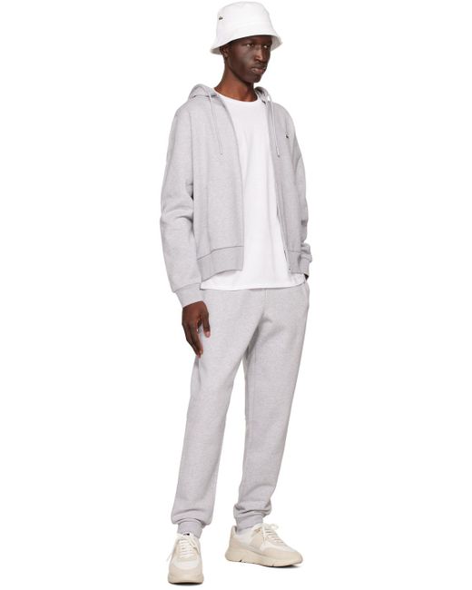 Lacoste White Gray Tapered Lounge Pants for men