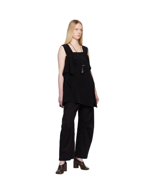 Y's Yohji Yamamoto Black Cotton Twill Wide Trousers