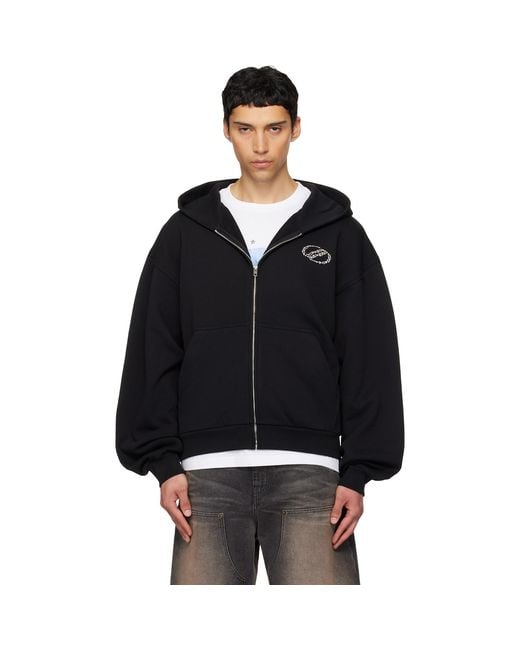 we11done Black Zip-Up Hoodie for men