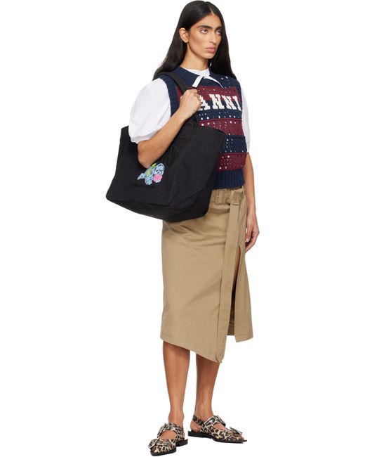 Ganni Black Puppy Xxl Tote