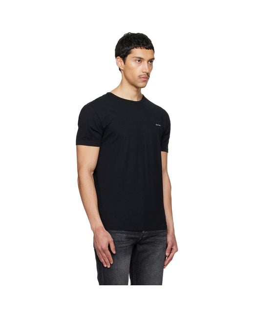Paul Smith Black Five-Pack Organic Cotton Logo Lounge T-Shirts for men