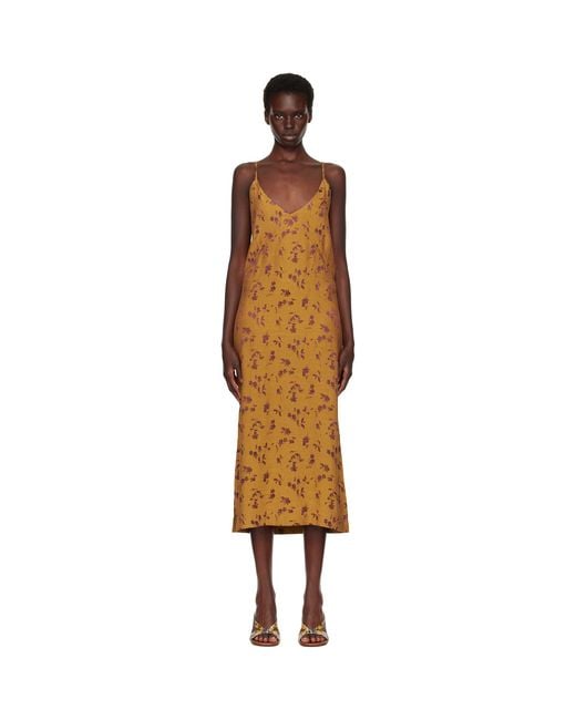 Dries Van Noten Brown Tan Jacquard Midi Dress