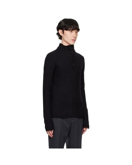 Bottega Veneta Black Felted Wool Turtleneck for men