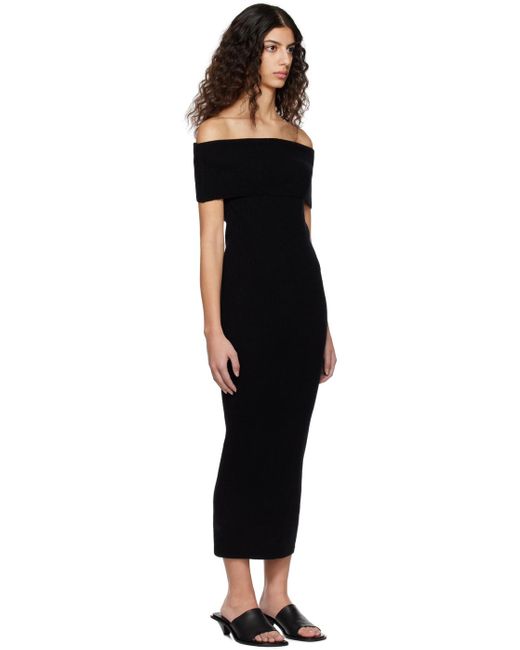 Totême  Toteme Black Off-shoulder Midi Dress